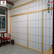 Solid wood Japanese style door tatami and room plaid door pull doors and windows Zhangzi mobile door partition folding door overall customisation