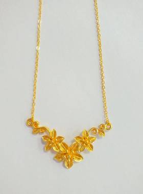 越南沙金周家同款幸福花嫁项链女仿真金一体链今生相守结婚礼物