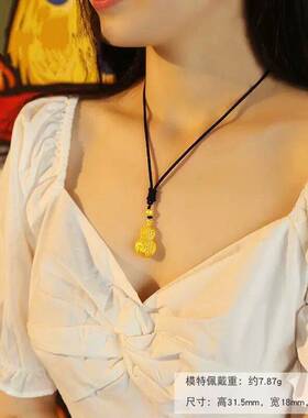 镂空葫芦镀金吊坠男女款仿黄金国风男士复古莲花项链饰品货源