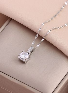 New Trendy 316L Stainless Steel Square Zircon Pendant