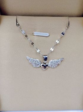 Fashion Love Angel Wings Necklace Retro Personality Heart