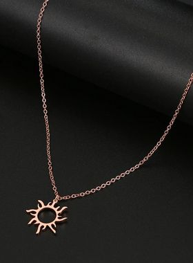 Stainless Steel Necklace Plated Ethnic Sun Totem Pendent