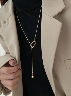64cm Cool Silver Color Sweater Chain Women's Long Design