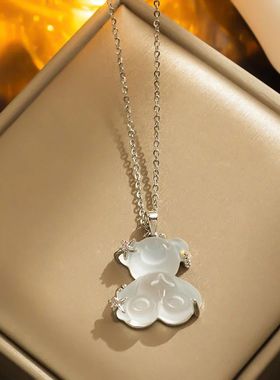 Fashion Cute Bear Star Necklace Trendy Crystal Personality
