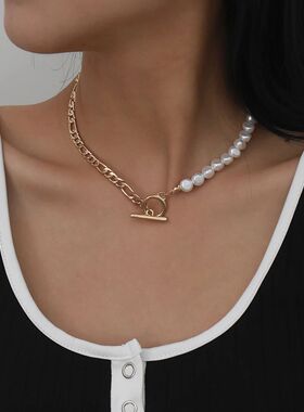 New Fashion Baroque Pearl Chain Necklace Women Collar