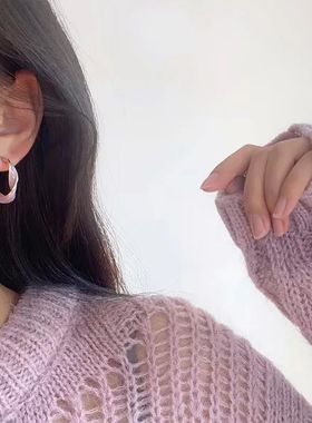 New Fashion Lavender Purple Earrings for Woman Metal Golden