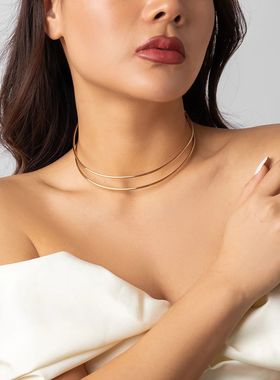 Punk Gold Color Open Cuff Torques Chain Necklace for Women