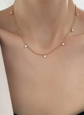 New316L Stainless Steel Gold Color Beads Link Chain Necklace
