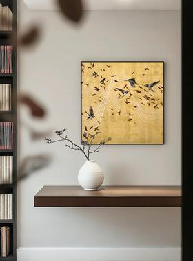 《风行》中古风飞鸟复古风中式客厅玄关装饰画方形卧室挂画壁画