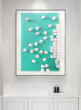 实物立体方块装置画简约抽象客厅挂画样板间现代装饰画餐厅玄关画