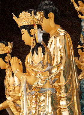 纯铜鎏金阿弥陀佛家用西方三圣