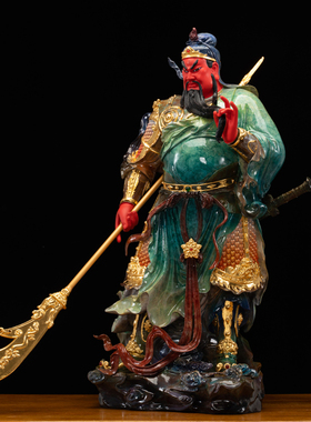 纯铜关公神像摆件台湾工艺