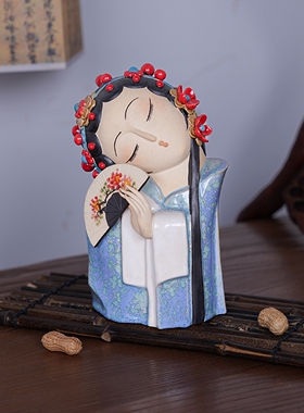 京剧陶瓷仕女摆件新中式古风