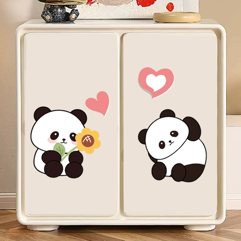 卡通可爱熊猫门贴纸墙贴墙面遮丑补洞自粘衣柜卧室房间门遮洞贴画,淘宝优惠券,粉丝福利购,淘宝优惠卷