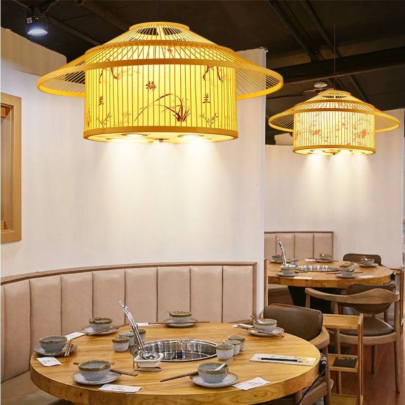 新中式竹编灯禅意民宿茶室灯具饭店火锅店包间带射灯竹艺餐厅吊灯,淘宝优惠券,粉丝福利购,淘宝优惠卷