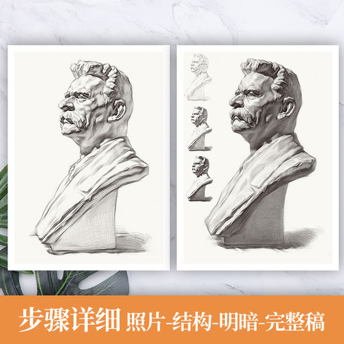 绘改变 素描五官石膏像临摹卡  单体结构步骤明暗文创作品艺考高考高清精美零基础入门教材教程创意8开袋装原画手稿 - 图2