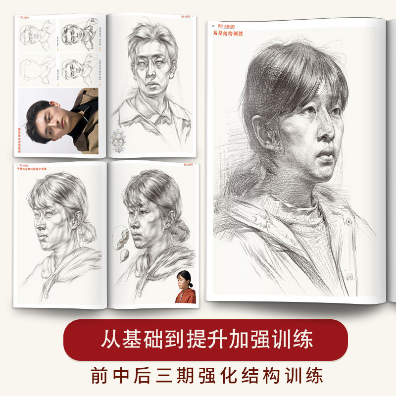 塑形头像结构 素描人物肖像头部五官结构大关系解析基础入门照片对画临摹范本步骤技法高校联考美术绘画册教程学材书籍国美院