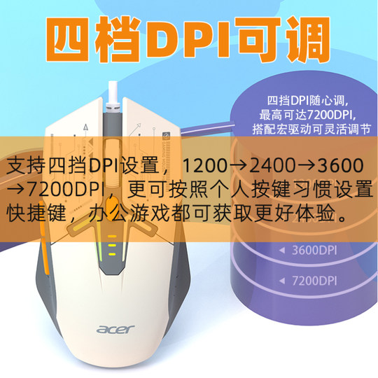 Acer/宏碁 OMW315有线鼠标电竞游戏专用轻量化吃鸡宏编程电脑办公