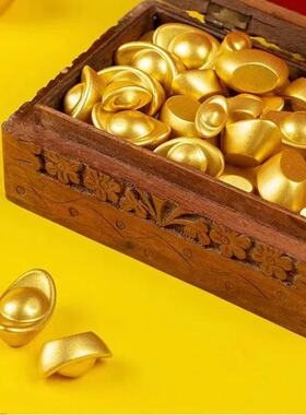 【圆润饱满】实心镀沙金大号元宝摆件礼品直径2.5厘米聚财招财
