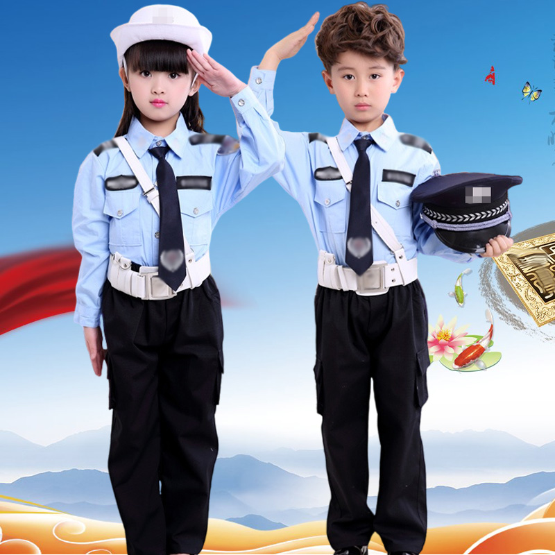 儿童警察服警服套装幼儿园扮演小警官服小交警交通服装制服表演服 - 图2