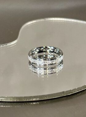 满天星磨砂黑白戒指男女