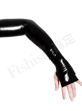 Ftshist乳胶漆皮缎面无指长手套
