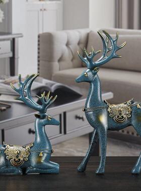 家居酒柜置物架北欧轻奢对鹿装饰品摆件客厅乔迁礼品桌面鹿摆件