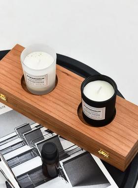 桌面实木小屏风摆件可折叠移动樱桃木摆台小众艺术新中式家居装饰