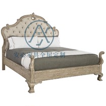 American light luxury solid wood bed with double bed 1 8 m master bedroom with large bed Euro style retro single bed 1 5 m modern minimalist