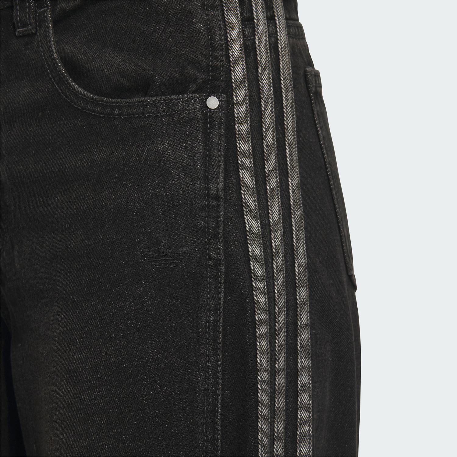 Adidas/阿迪达斯正品经典女士三条纹宽松休闲牛仔长裤JX6865 - 图2