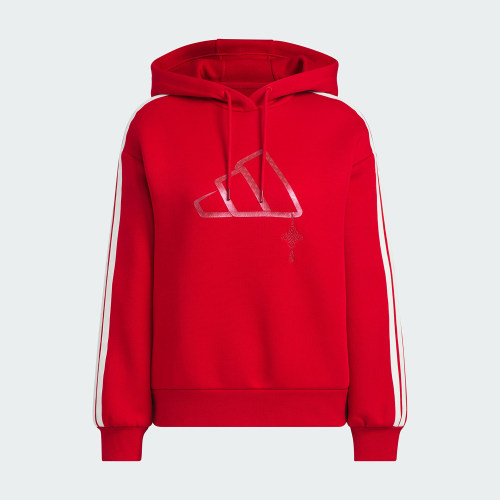 Adidas/阿迪达斯官方正品新款女士双面针织连帽卫衣套头衫JZ1636 - 图2