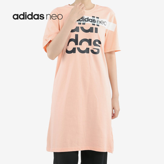 Adidas/阿迪达斯官方正品NEO 女子圆领休闲运动短袖连衣裙 DM2032
