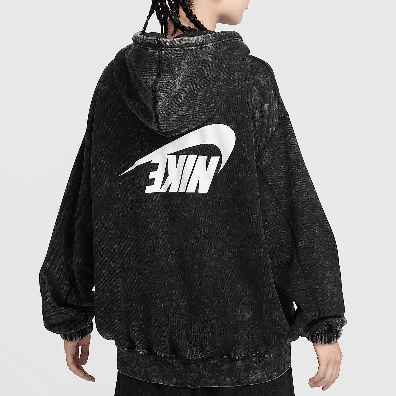 Nike/耐克正品秋新款女士连帽扎染做旧大口袋外套HQ4750-010 - 图0