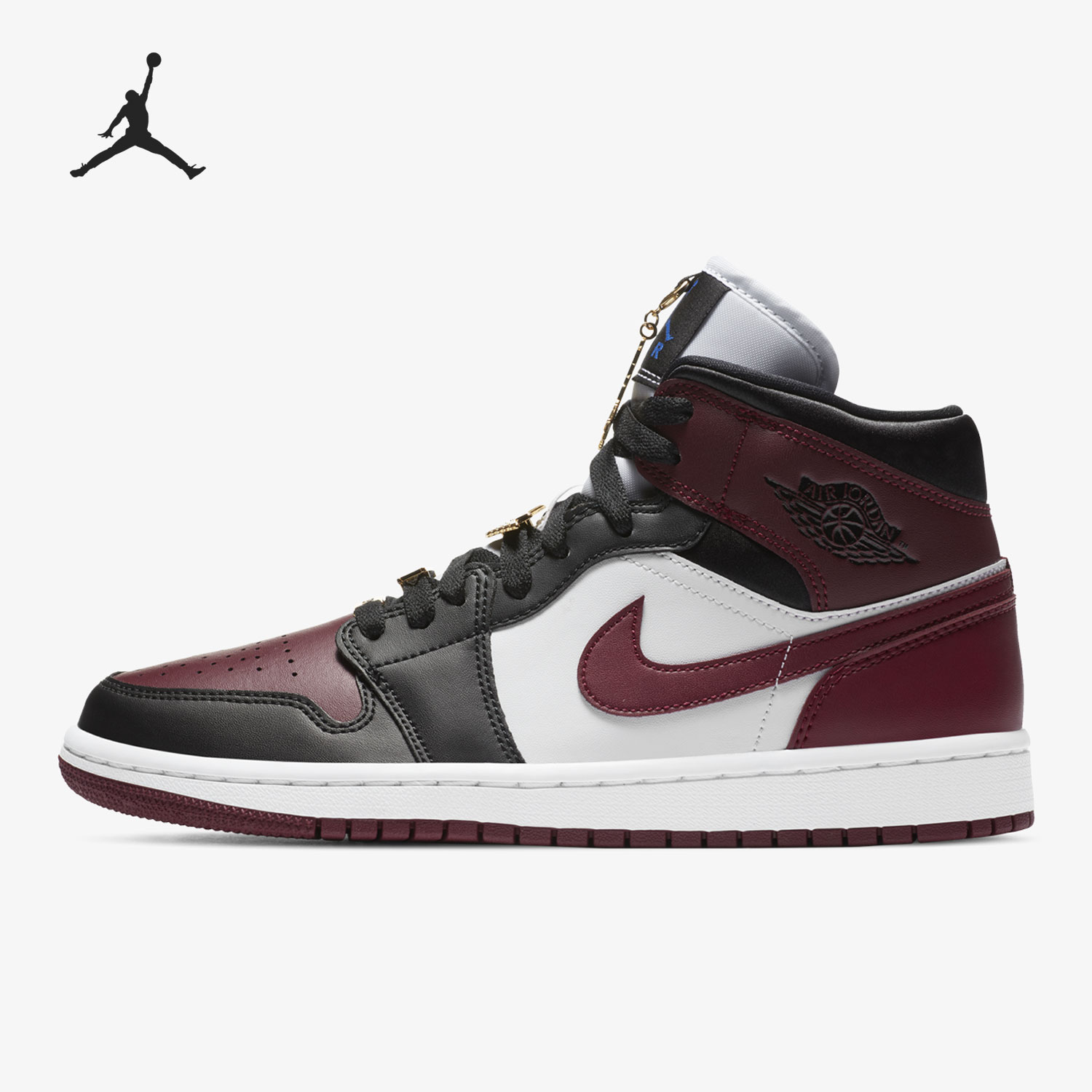 Nike/耐克正品Air Jordan 1 Mid AJ1 黑红白女子中帮篮球鞋CZ4385 - 图0