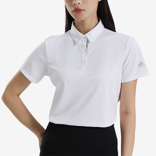 Adidas/阿迪达斯官方正品夏季女士时尚运动休闲短袖POLO衫HR6417 - 图0
