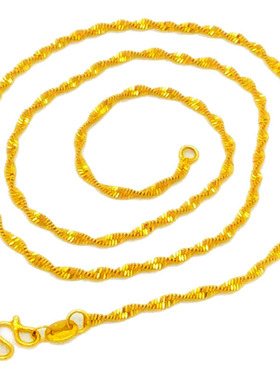 越南沙金项链女士锁骨链单链子细彩金仿镀黄金色蛇骨链无吊坠首饰