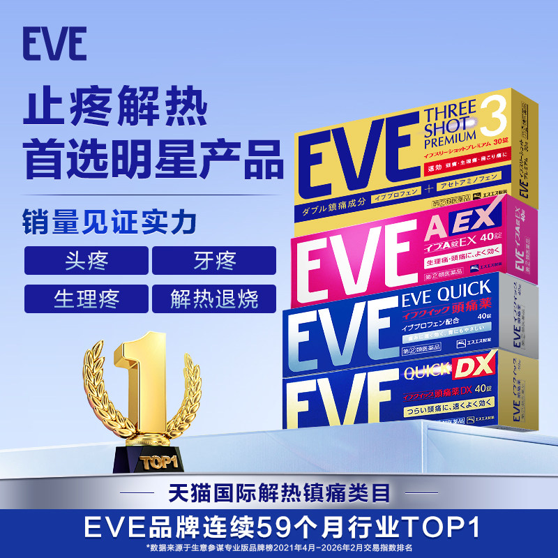 日本白兔eve止疼药退烧药痛经头疼牙痛药喉咙痛药偏头痛布洛芬片