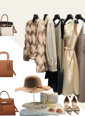 装饰品女鞋摆件样板房包包衣柜香槟色软罗家衣服系现代轻奢衣帽间