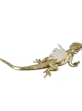 欧式样板间卧室床头柜书房桌面装饰画金属蜥蜴摆件组合装饰品陈列