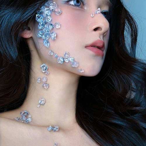 冰块仿真化妆脸部亚克力不规则小众创意仿妆脸部贴钻装饰透明超仙 - 图2