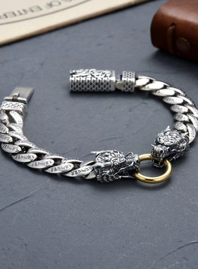 新款精工龙头手链国风霸气复古双