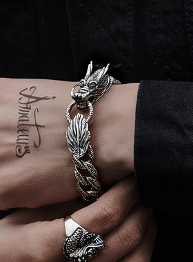 新款霸气中国龙骨手链摇滚嘻哈复