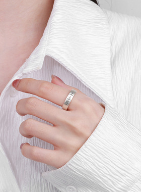 新款个性戒指复古亚光做旧上上签