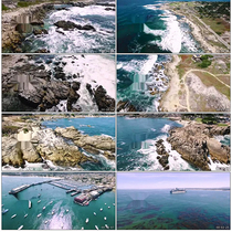 Sea Ecological natural waves 4k aerial photo of the animal seagull seaside city city video material