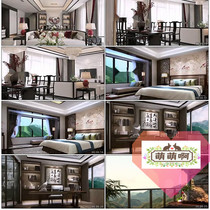 Three-dimensional Chinese indoor Chinese style dining room Chinese restaurant main sleeper room Chinese style renovation construction video material