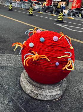 新年景区网红手工毛线石墩