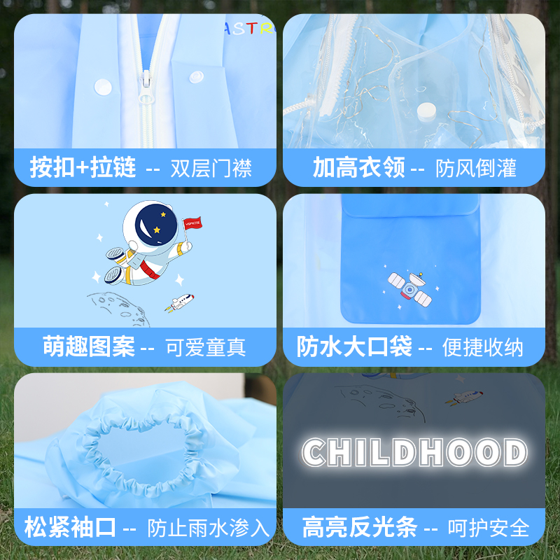儿童雨衣男女童中小学生上学专用新款全身防暴雨便携时尚带灯雨披 - 图3