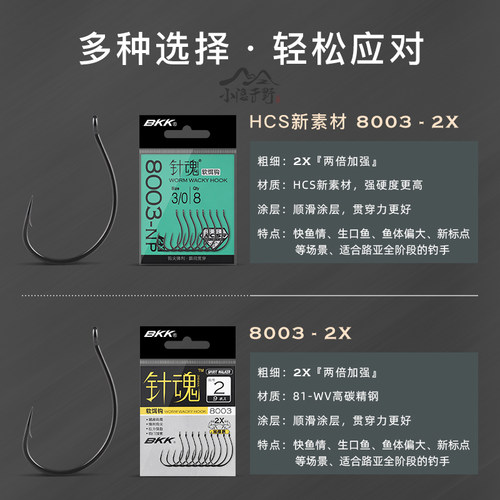 BKK路亚针魂8003倒钓钩加强泥鳅钩细条软虫wacky钩翘嘴鲈鱼鳜鱼钩 - 图2