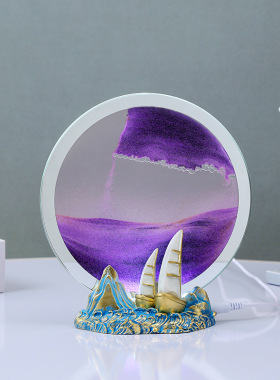 玻璃3d流沙画创意小夜灯动态沙漏发光夜灯立体桌面摆件装饰品礼物