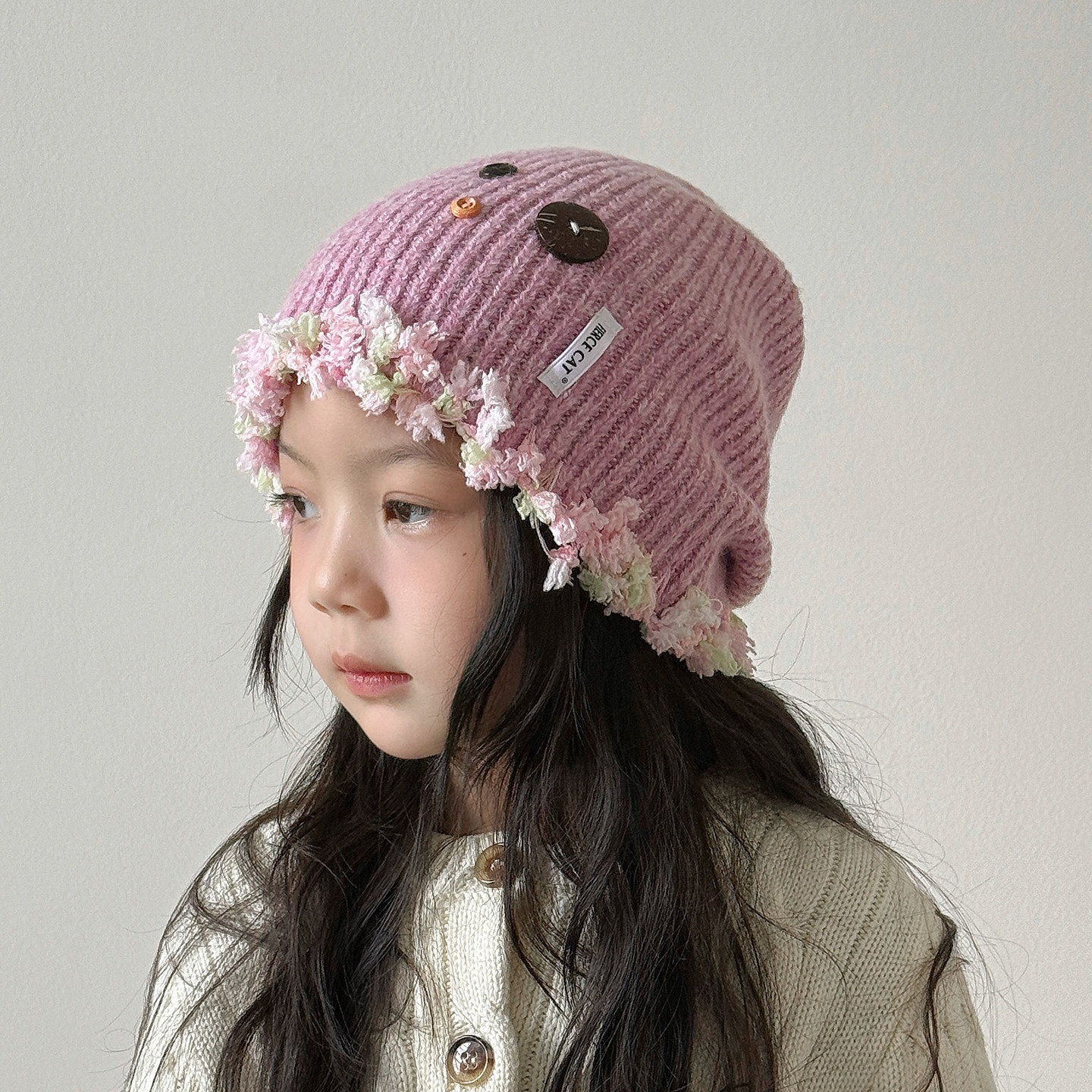 儿童帽子秋冬季毛线帽2025新款女孩保暖防寒女童针织帽洋气宝宝帽,淘宝优惠券,粉丝福利购,淘宝优惠卷